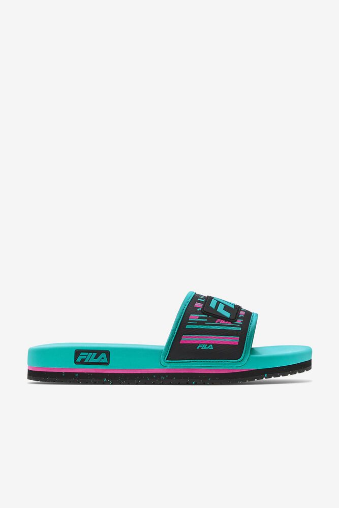 Fila Lunar Slide Turquoise Sandals Mens - NZ 21304-UGBA